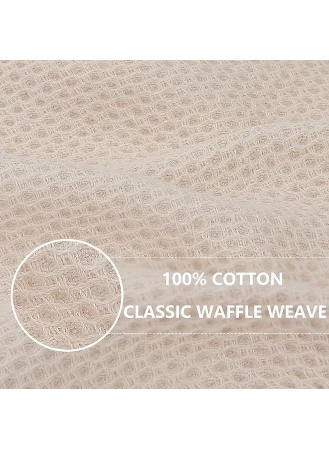 8 Pcs Beige Cotton Waffle Dishcloths Super Soft Absorbent Fast Drying Kitchen Towels - Image 4